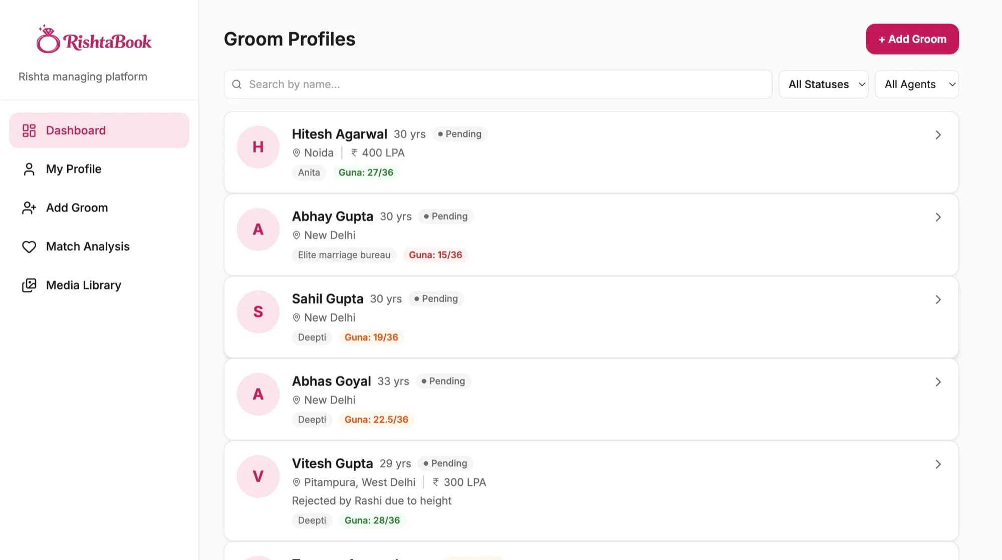 Arranged marriage platform (Rishtabook)